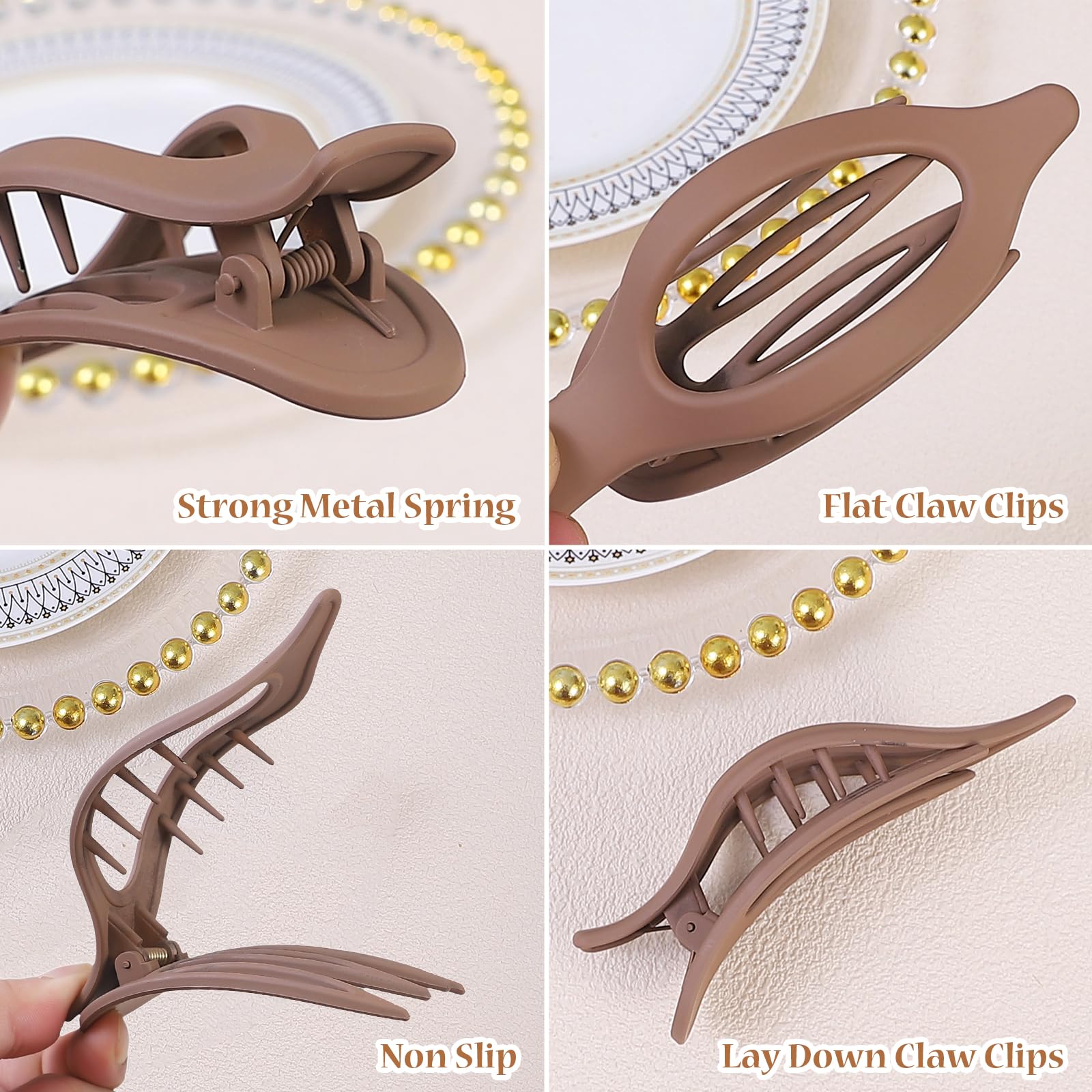 Non-slip brown hair accessories for thick hair