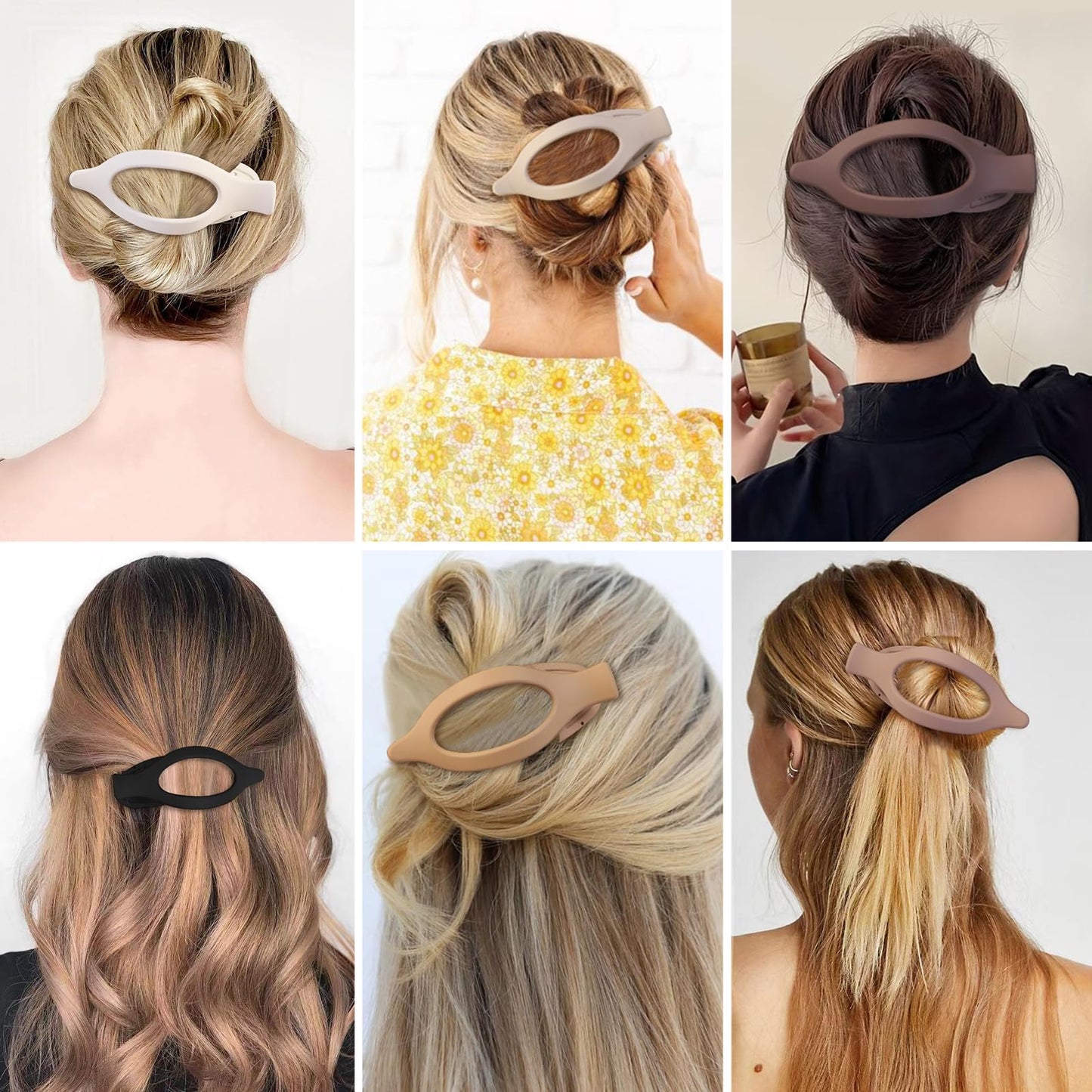 Set of 6 brown hair clips for everyday styling