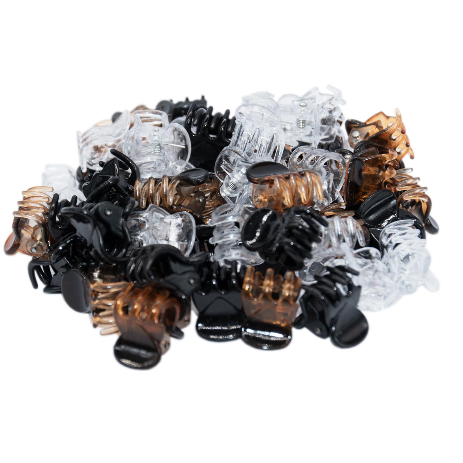 Top view of 60 piece mini hair claw clip set