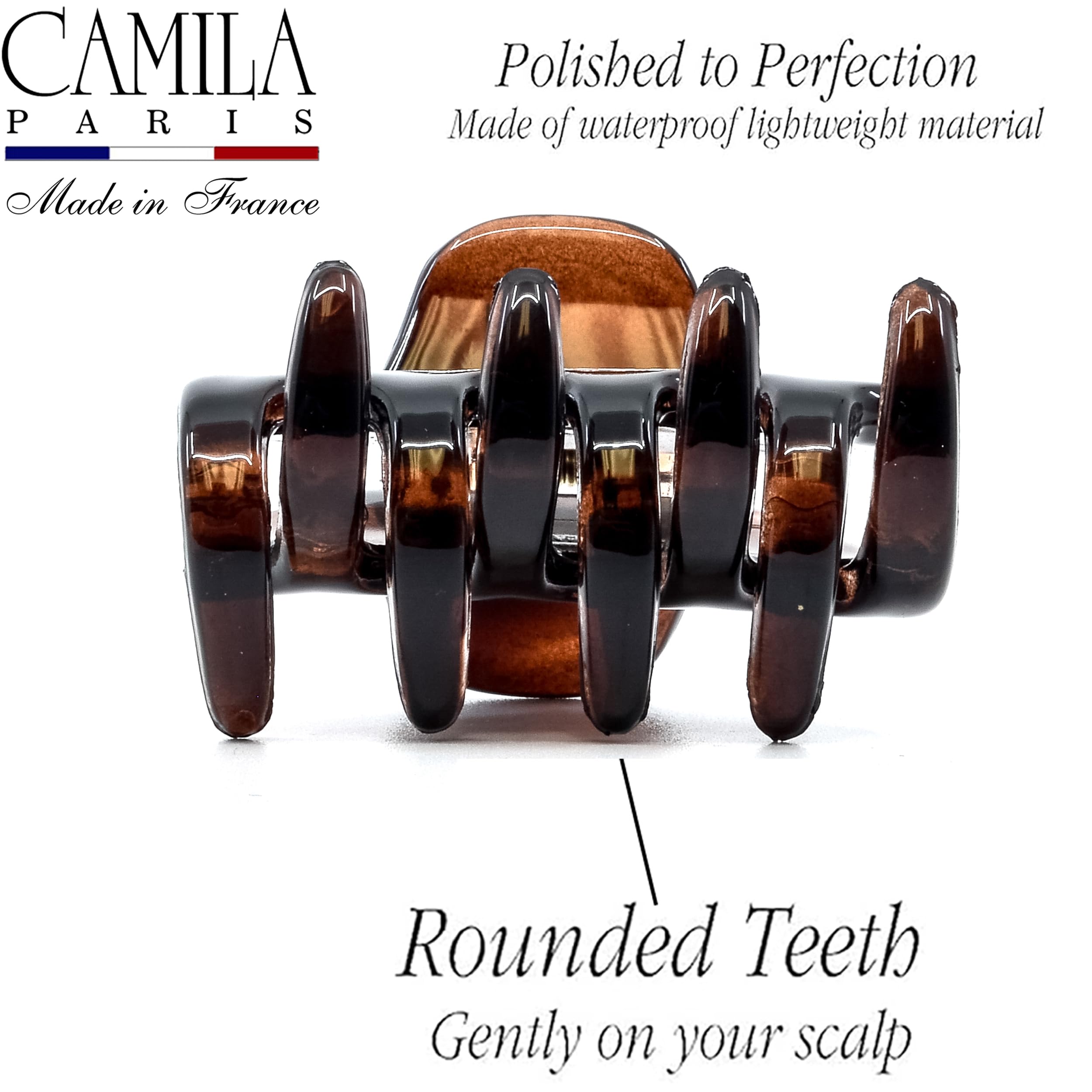 Polished finish detail of Camila Paris durable styling hair accessories for women.