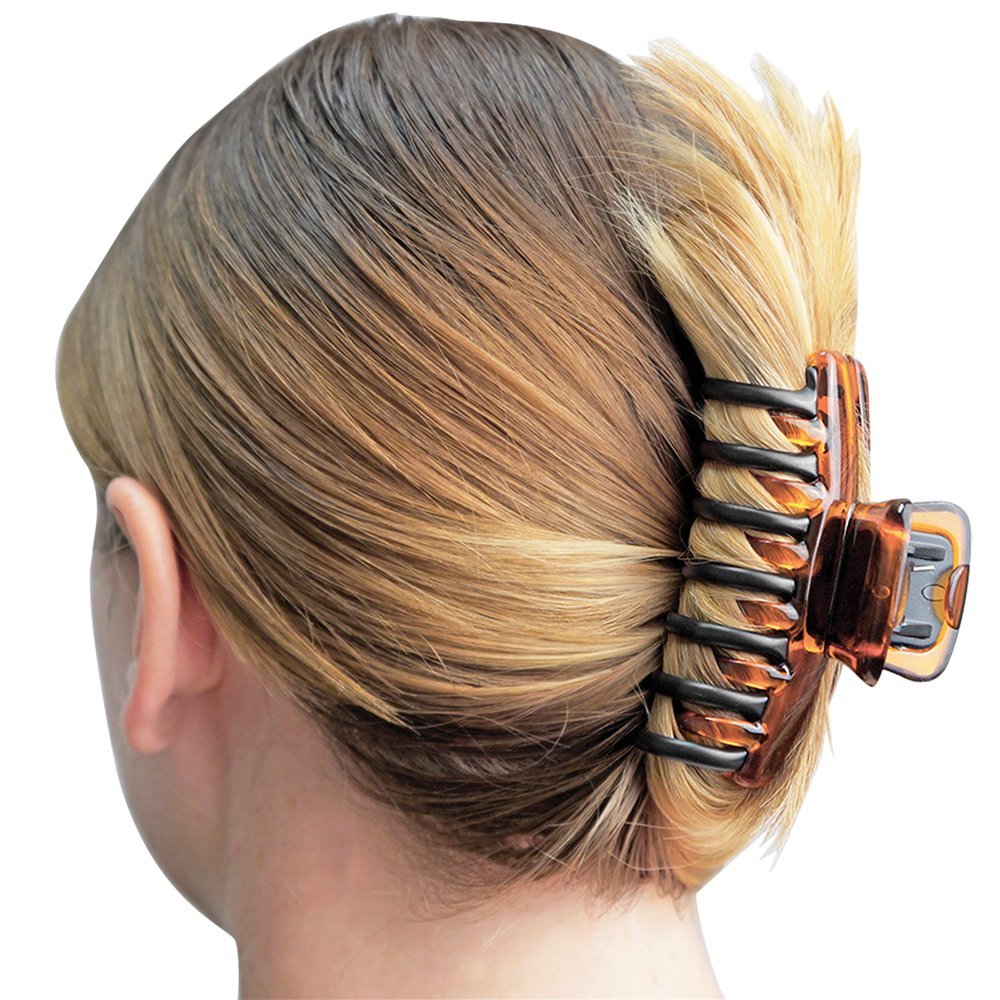 Black Revlon hair claw clip front view