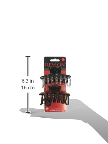 Packaged Revlon Strong Hold Hair Claw Clips 2 Count