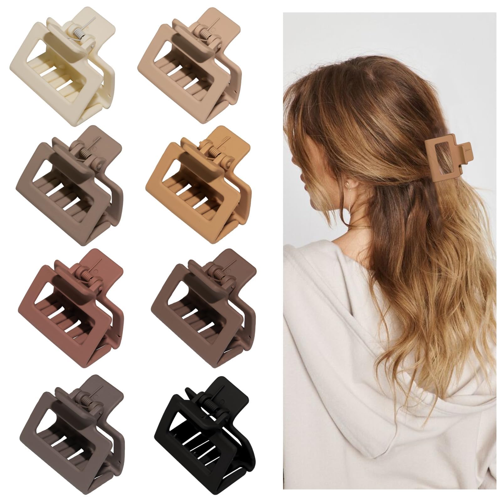 Cobinaan 2 inch rectangle claw clips in various neutral colors