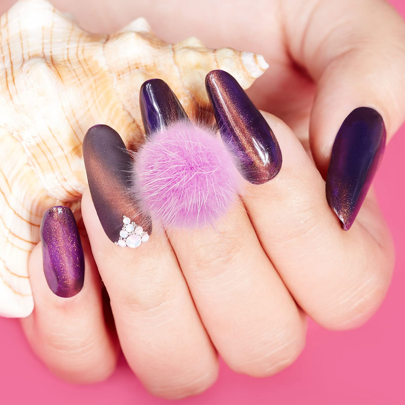 Side angle view highlighting the density and soft texture of the reusable Zhehao nail plush balls.