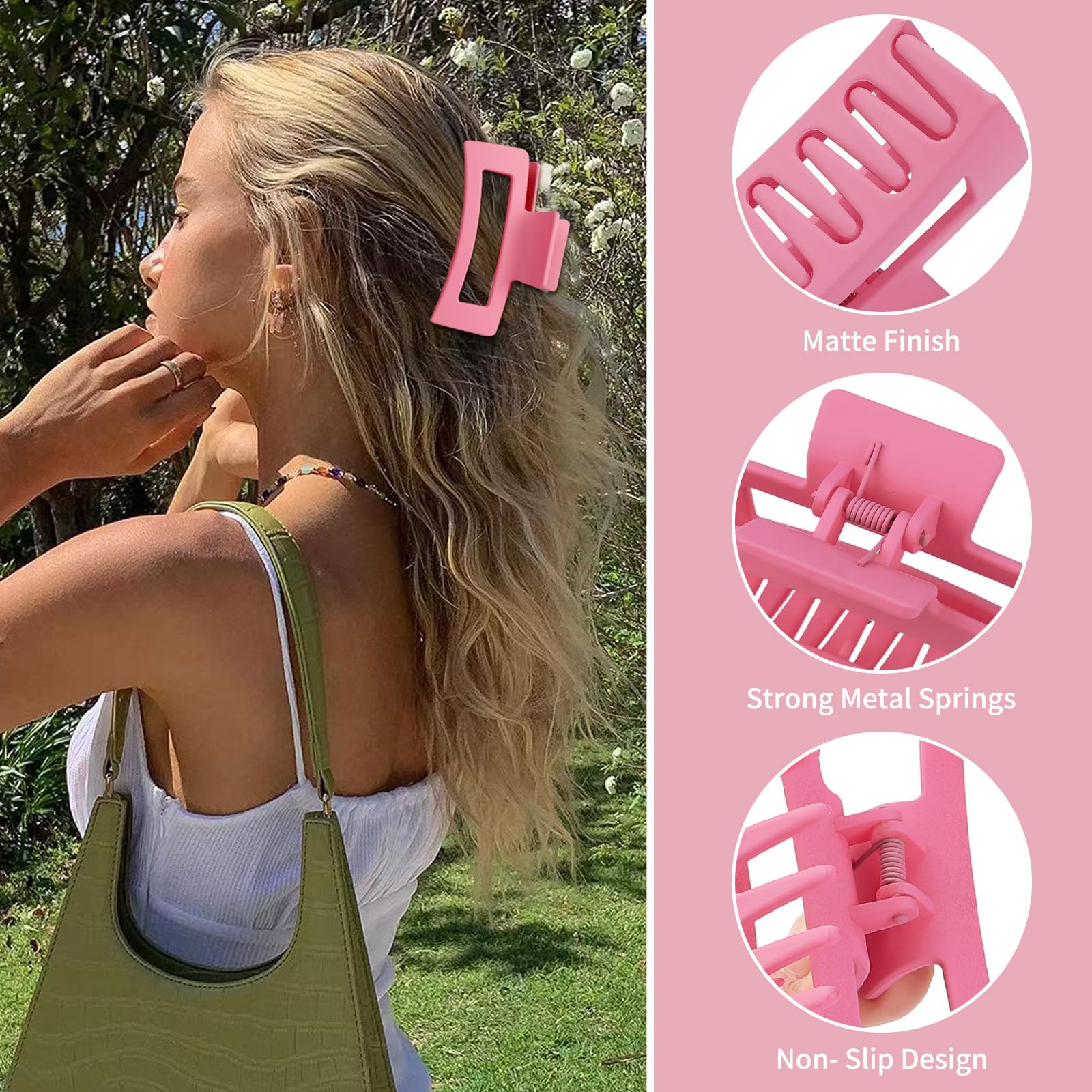 Top view of medium hair claw clips for thick hair styling