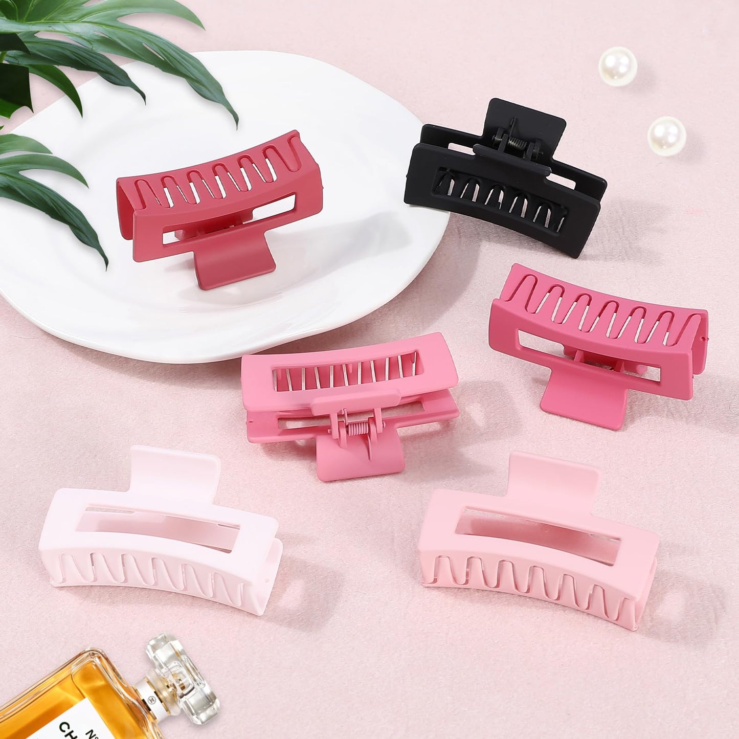Generic brand hair accessories set in aesthetic pink tone