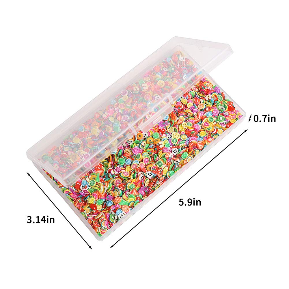 Detailed application of mini fimo fruit slices on manicured fingernails showcasing vibrant 3D nail art concepts
