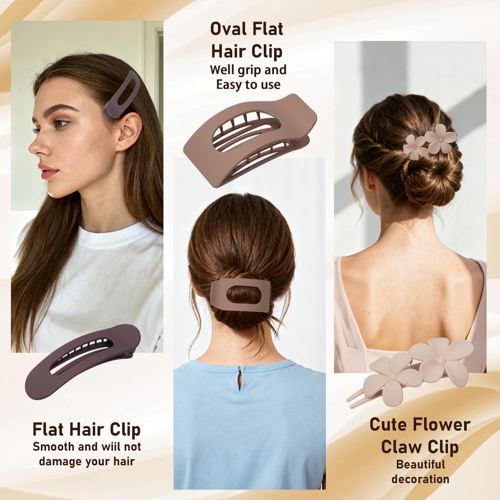 Matte finish hair accessories in black and blonde shades