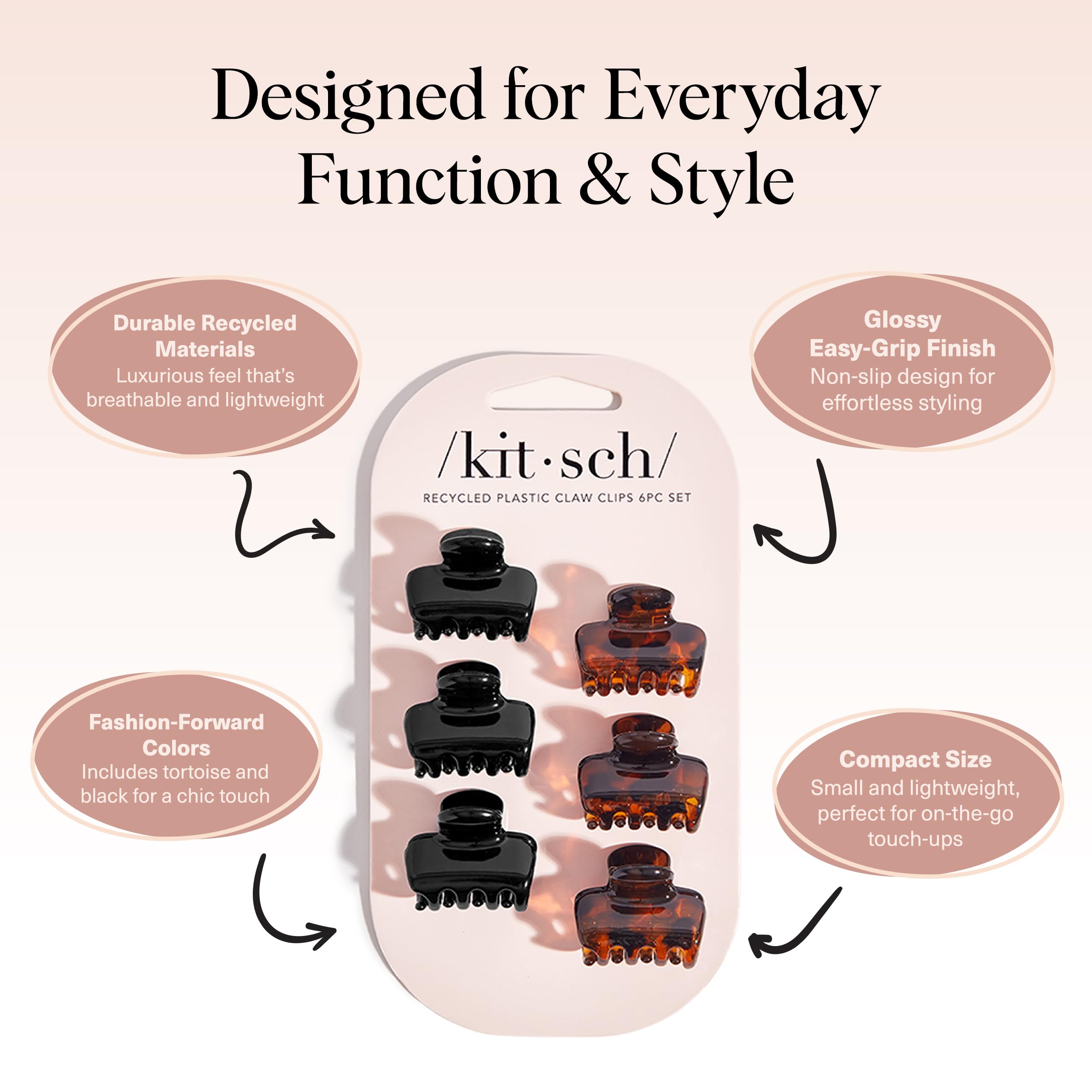 Kitsch hair clips demonstrating firm grip on hair layers