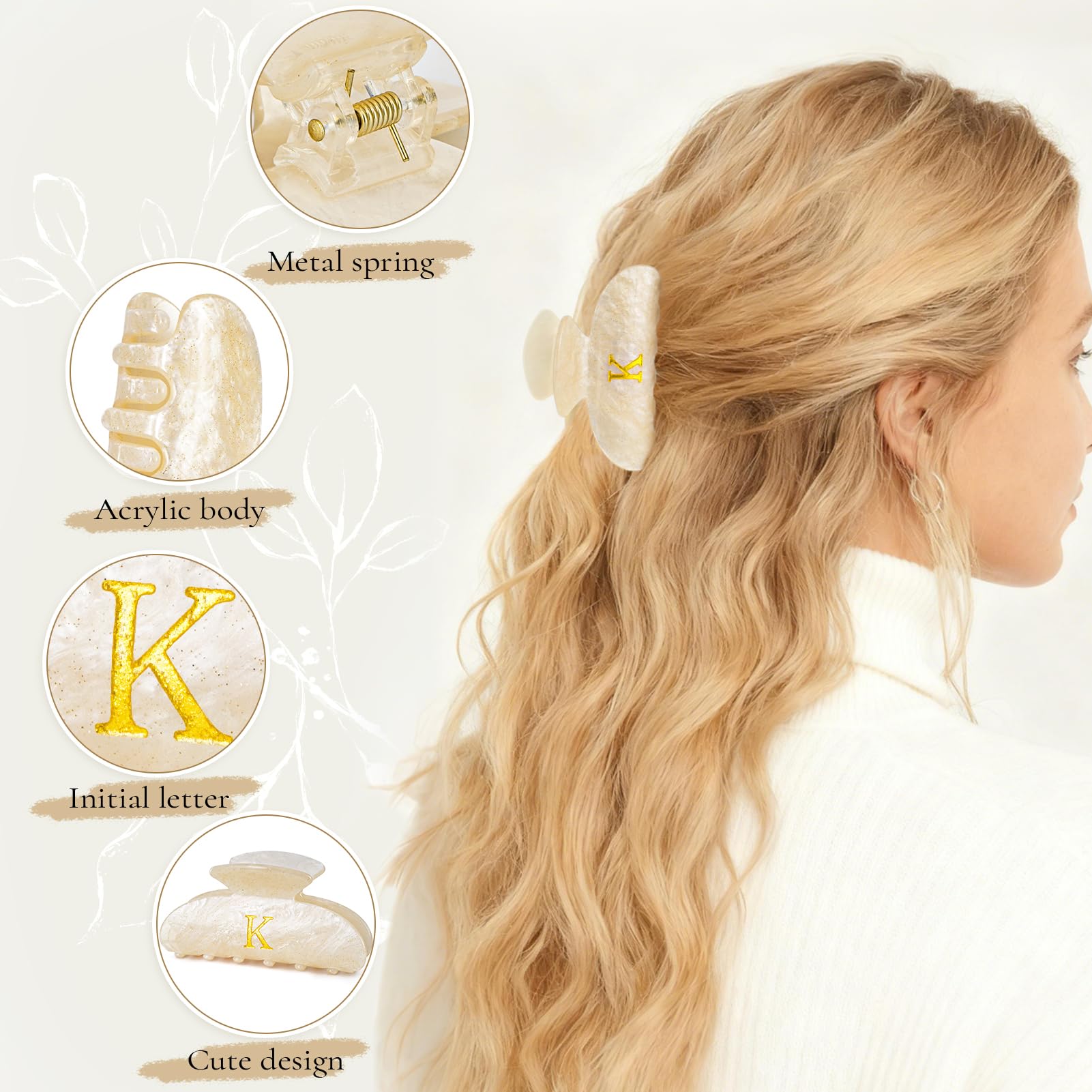 Fycert gold initial letter a hair clip packaged beautifully as a personalized gift set
