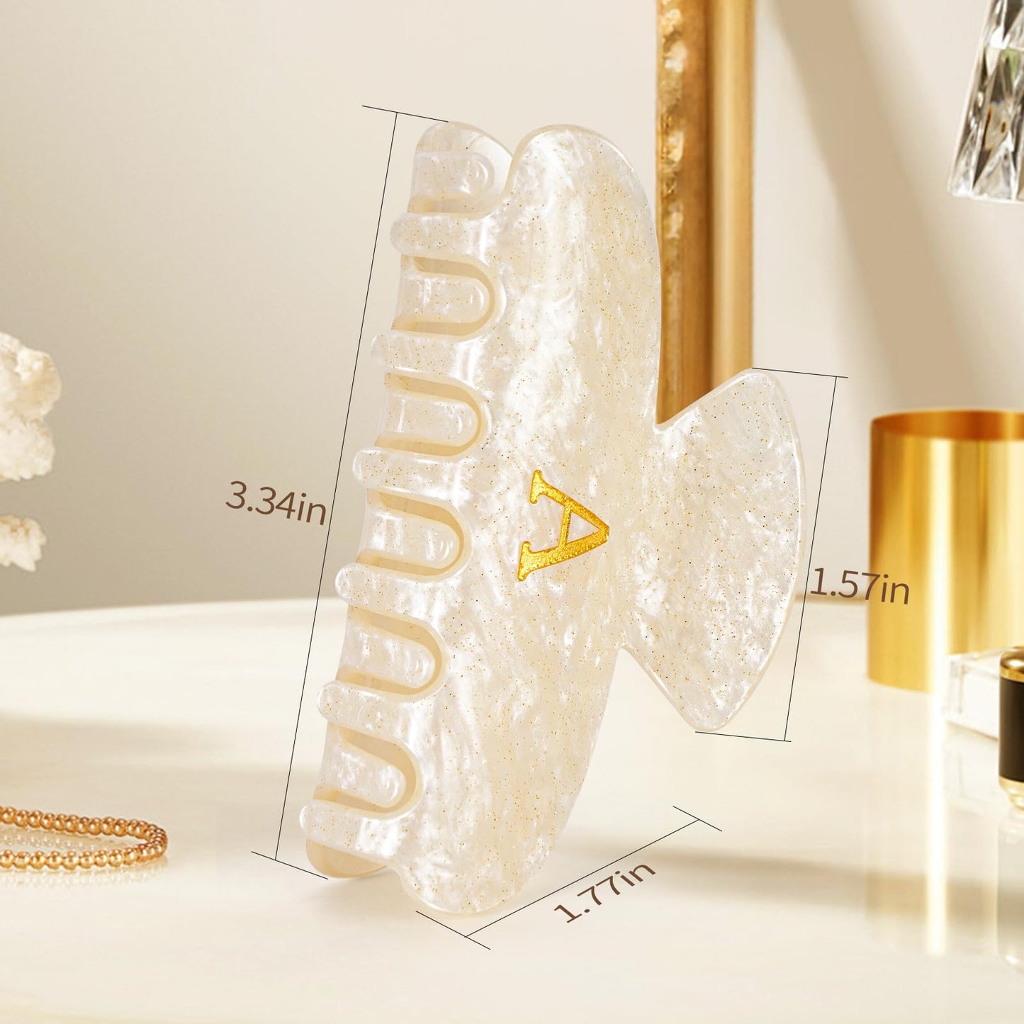 Fycert non slip claw clip flat lay presentation alongside trendy beauty accessories