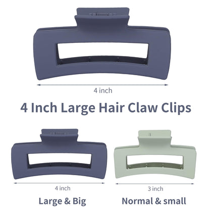 Side profile of large square matte hair claw clip with strong spring