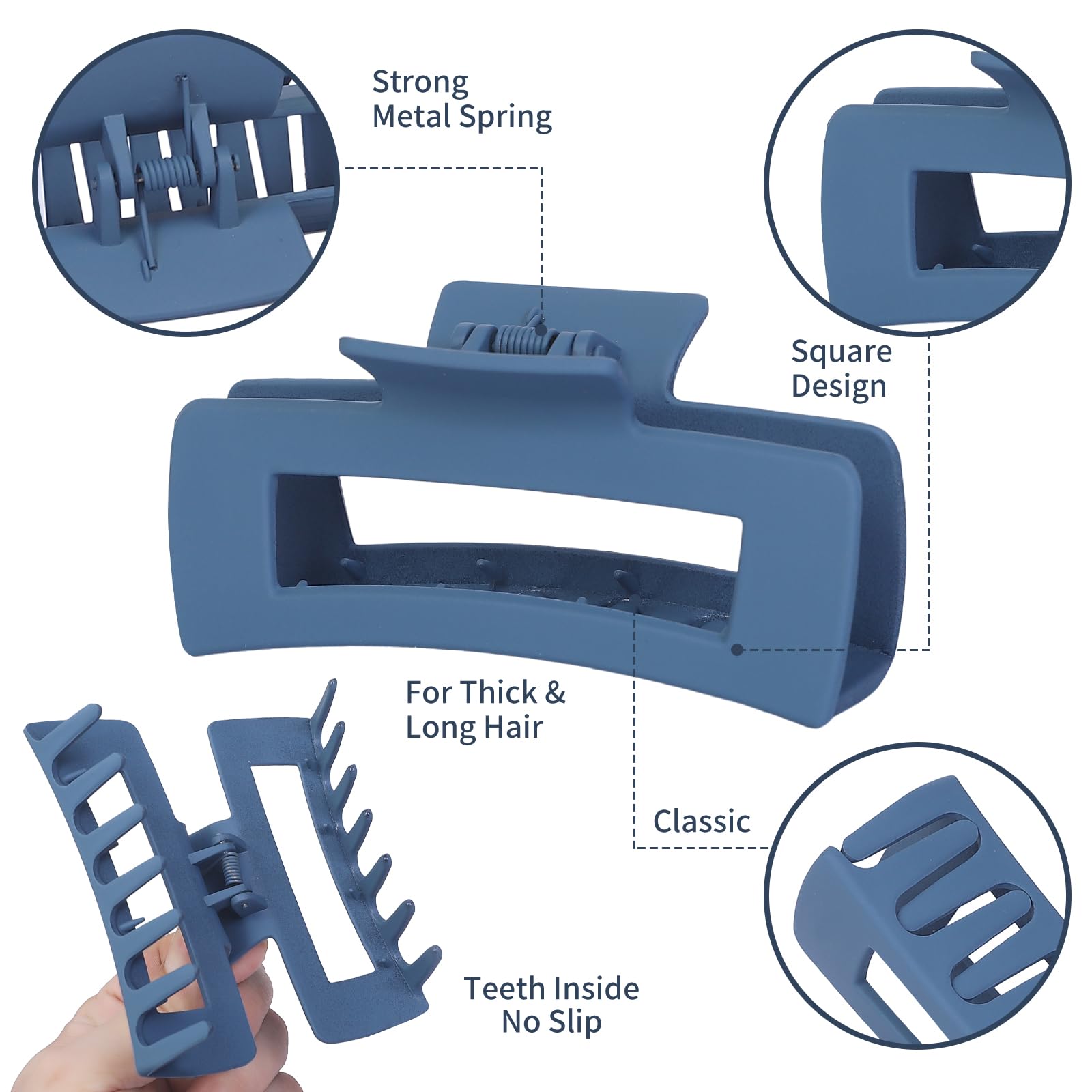 Model showing usage of jumbo square claw clip for long curly hair