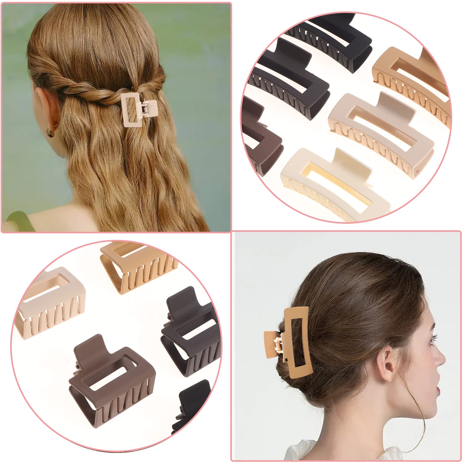 Neutral brown and beige matte claw clips for women