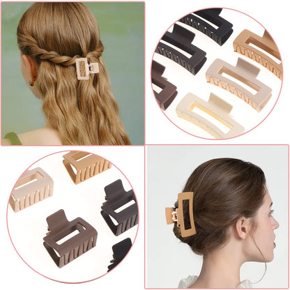Neutral brown and beige matte claw clips for women