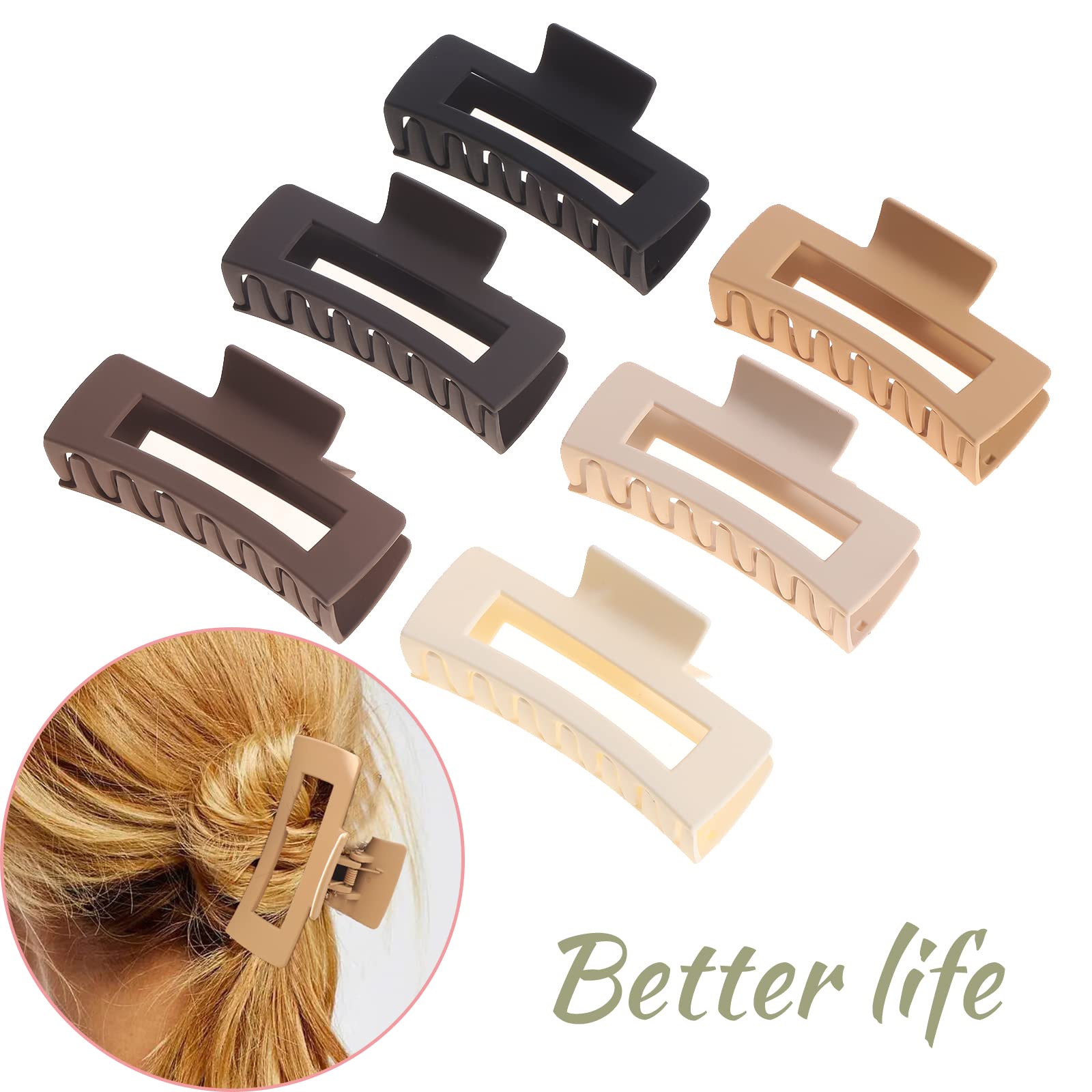 Alemaky square hair clips being used for thick hair styling