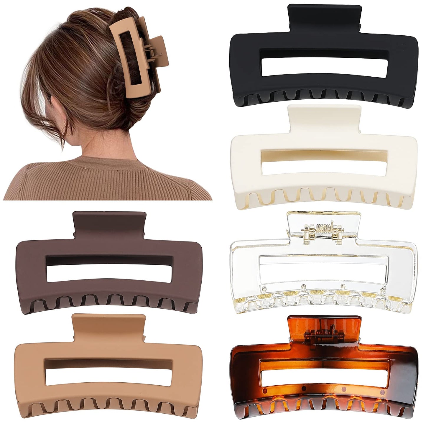 Sisiaipu large rectangular claw clips for thick hair