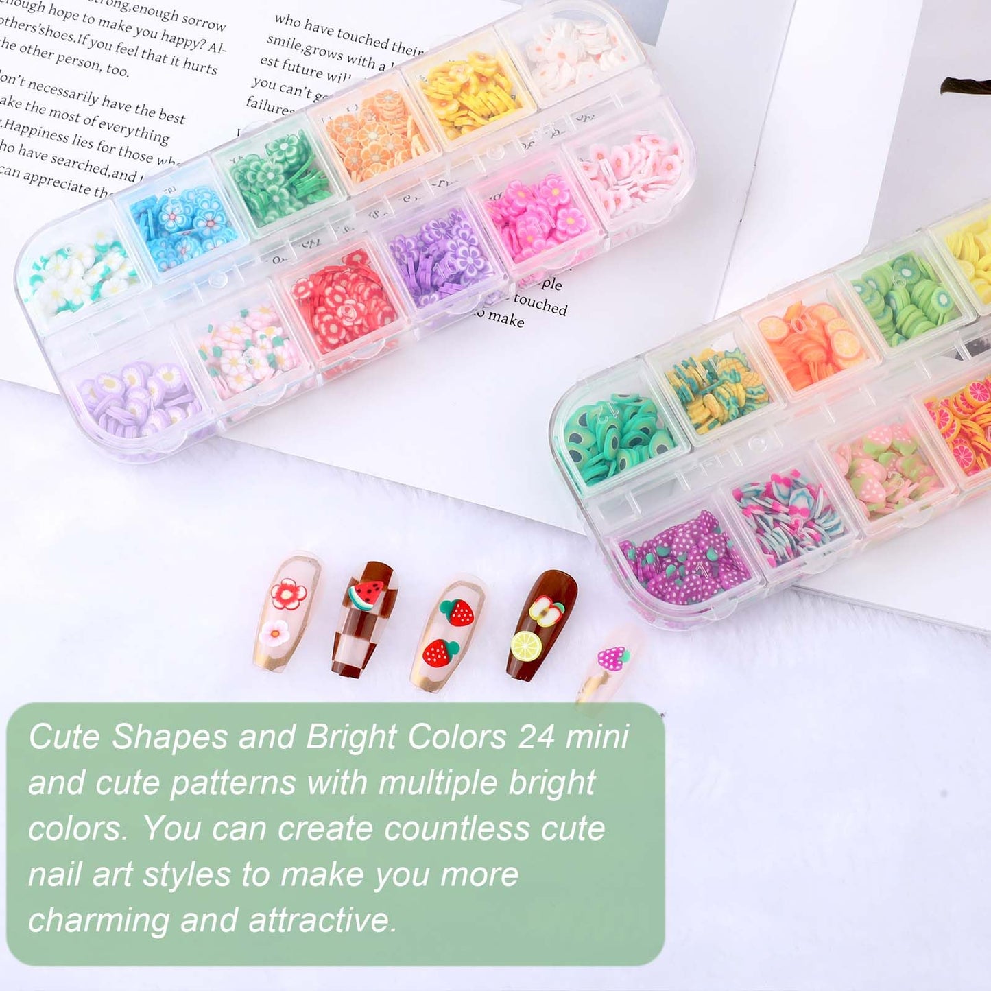 Close up of Hariendny polymer clay candy and flower charms