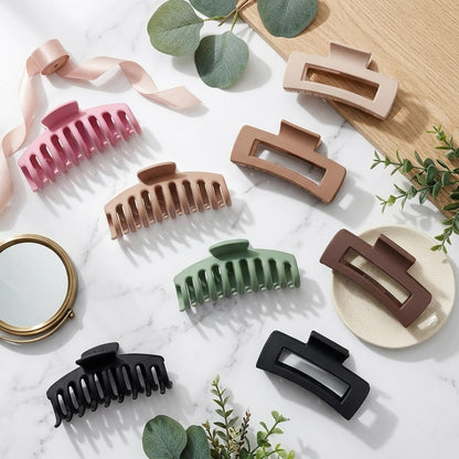 Various styling options using Tocess large hair claw clips