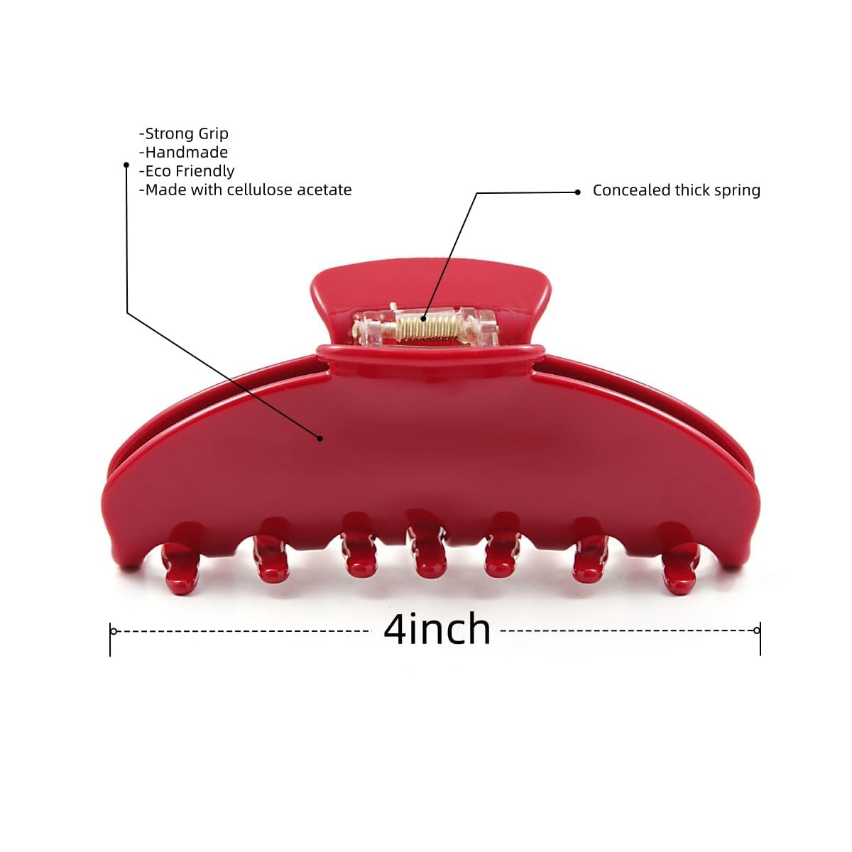 Side profile of OideGuiing 4-inch cherry red claw clip