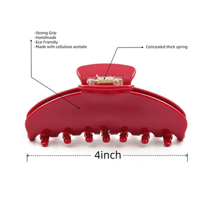 Side profile of OideGuiing 4-inch cherry red claw clip