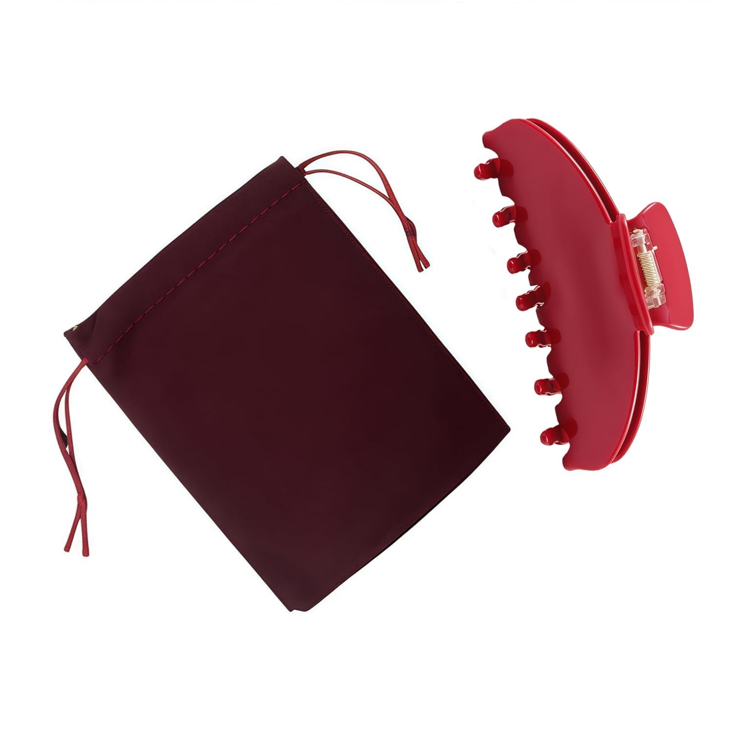 Close up of glossy acetate material on red hair claw