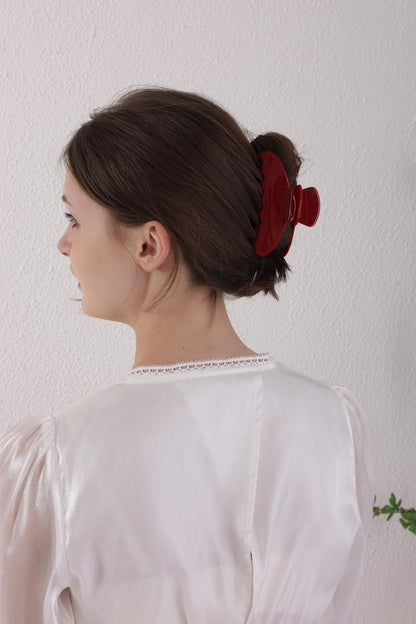 Back view of OideGuiing 4-inch cherry red hair accessory