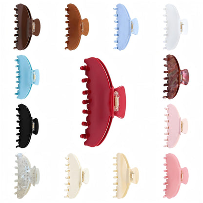 Top view of premium cherry red claw clip for thick hair