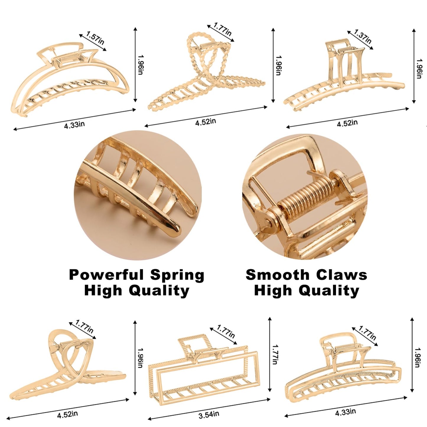 Set of six gold hair accessories for women and girls