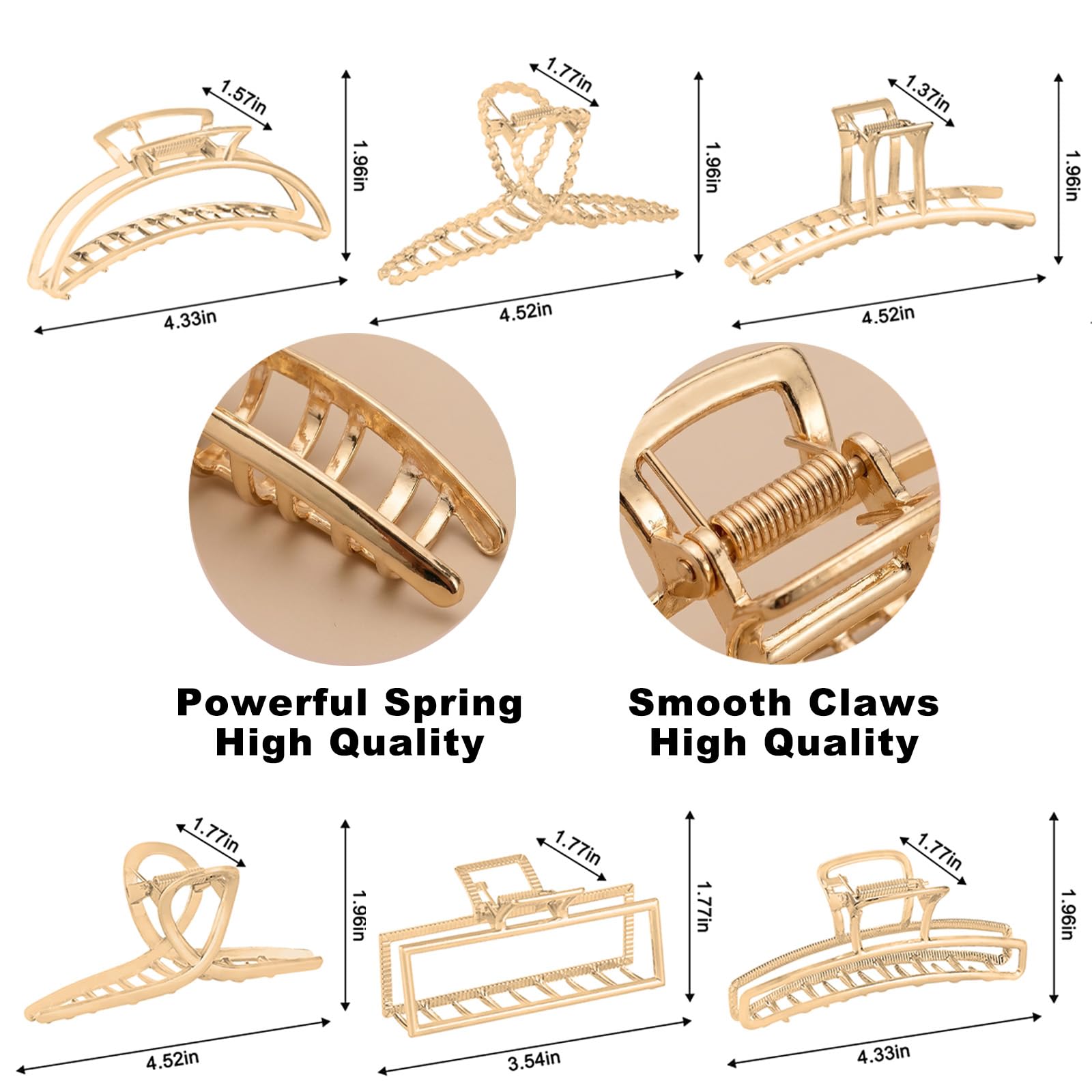 Set of six gold hair accessories for women and girls