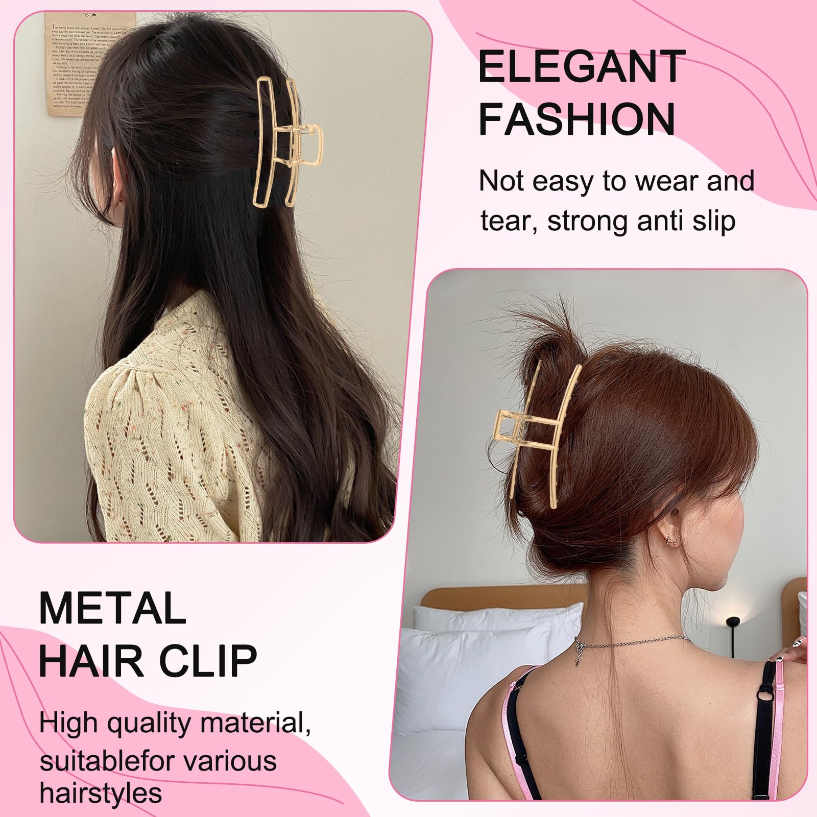 Durable gold alloy hair clips on a white background