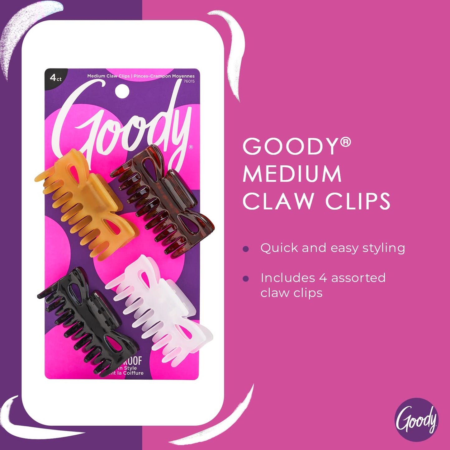 Medium claw clips with non slip grip technology for all hair types