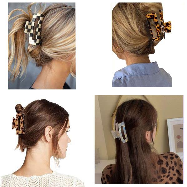 Tortoiseshell pattern hair clips on a white background