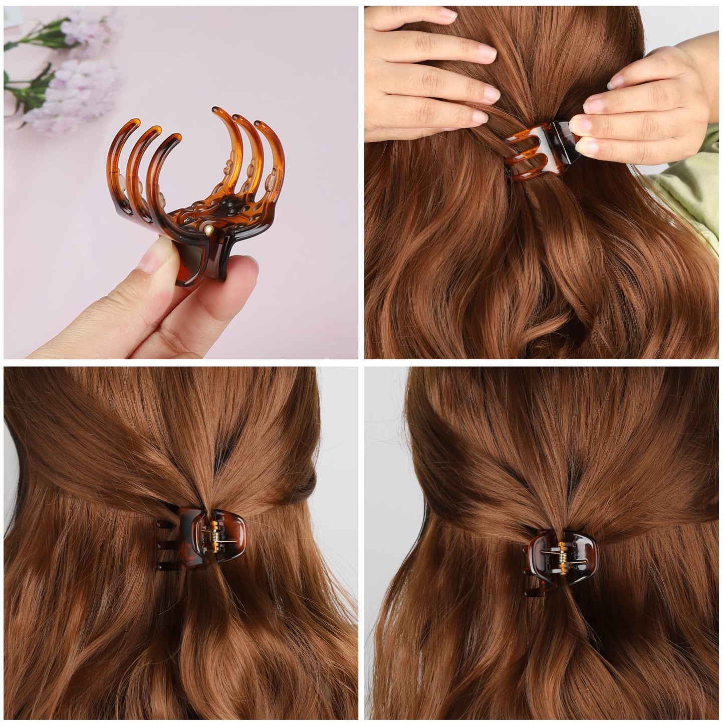 Side profile of Morhom hair claw clip showing alloy spring
