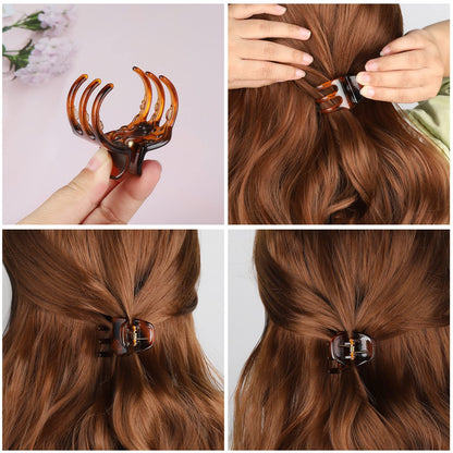 Side profile of Morhom hair claw clip showing alloy spring