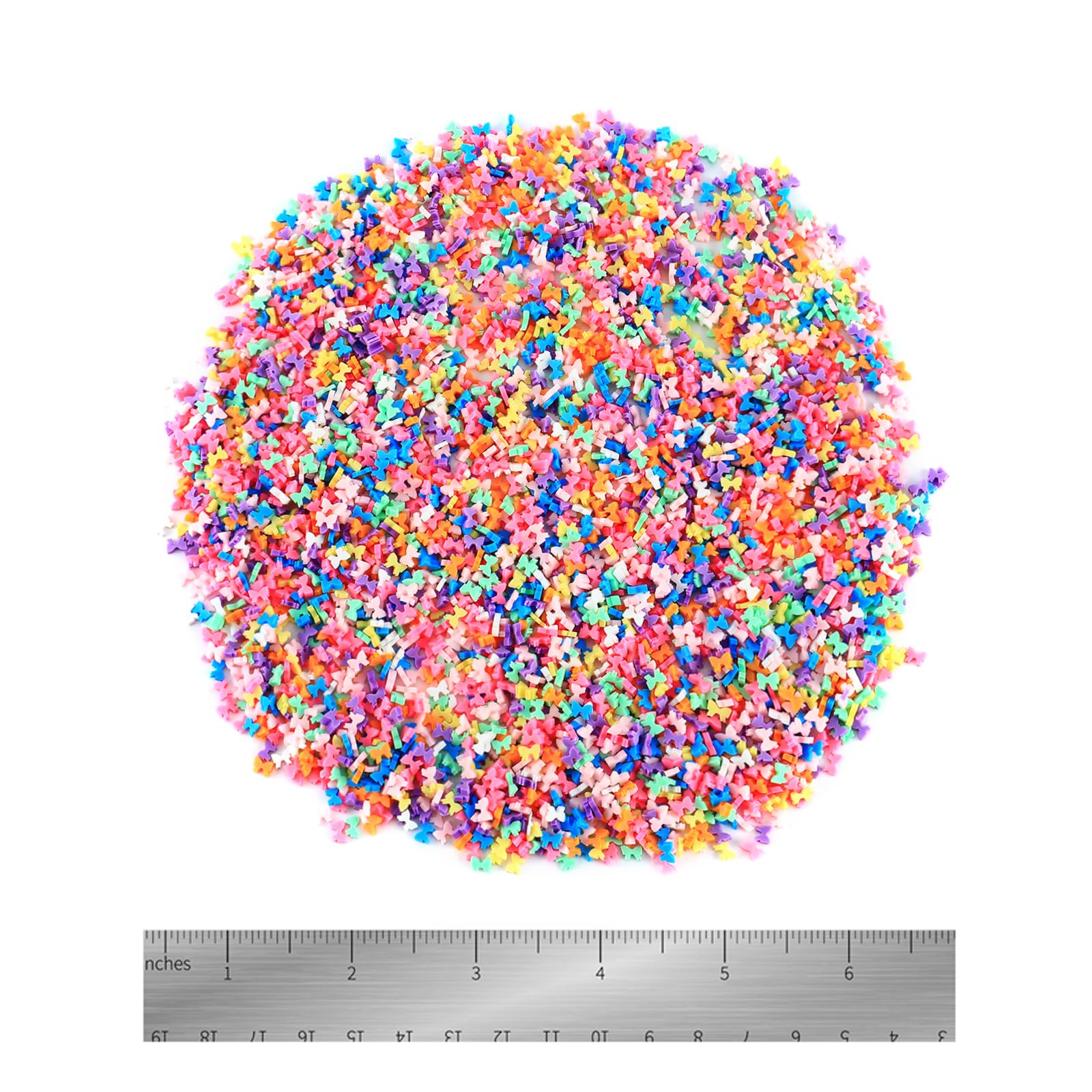 Close up of colorful 3D fimo flower slices for slime add ins