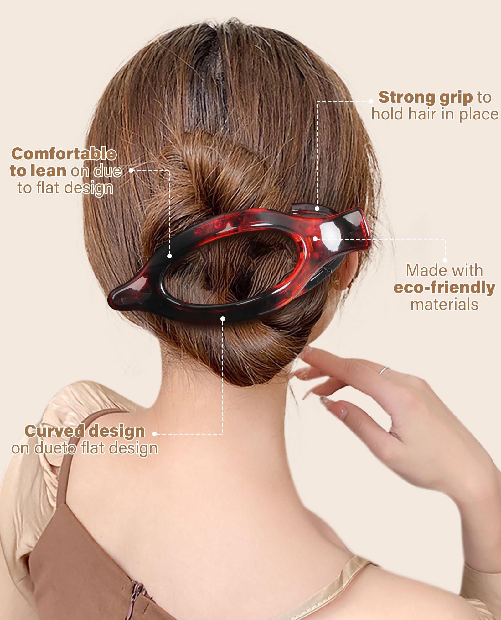 Flat oval design hair claws for thick hair