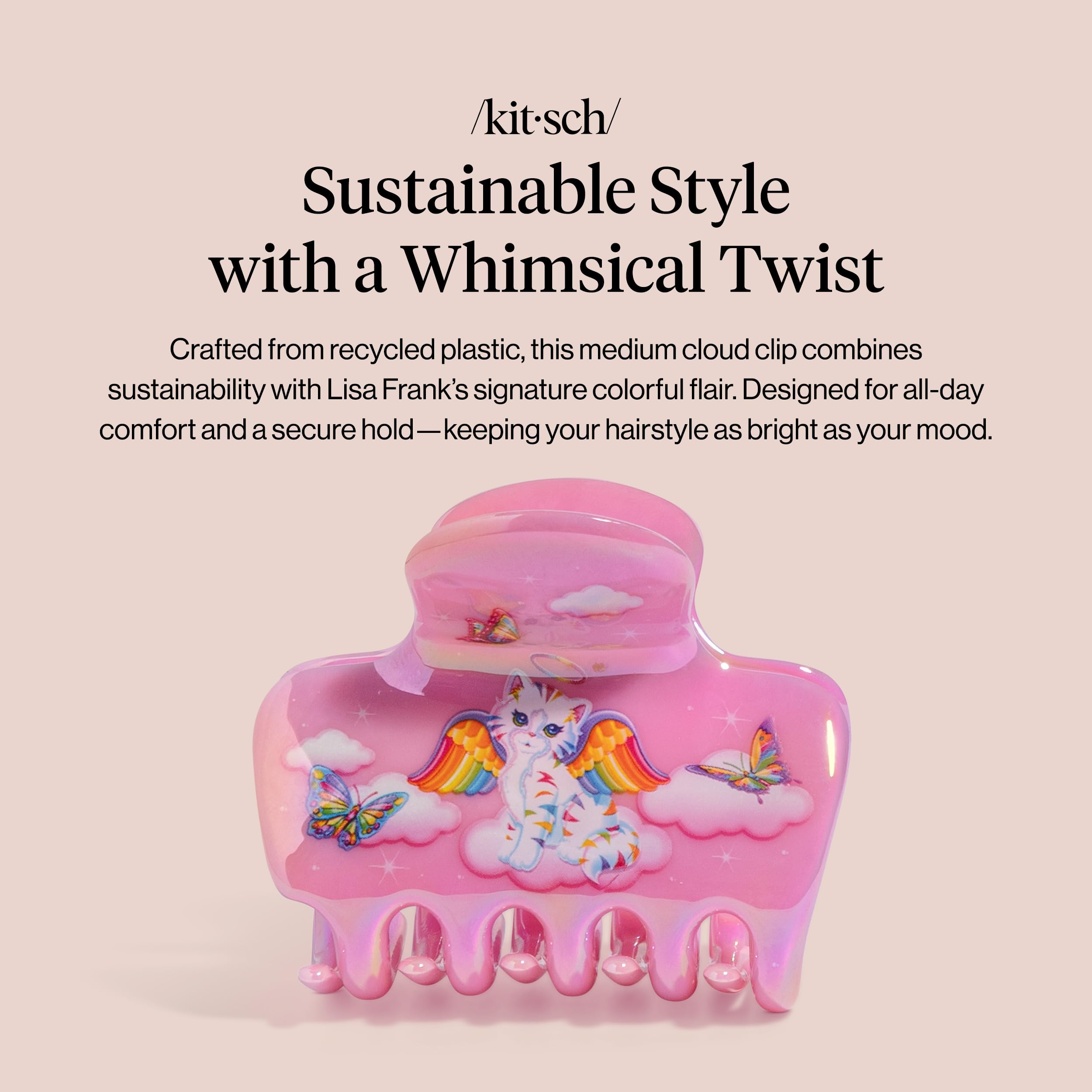 Side angle of the Kitsch aesthetic claw clip showing the sturdy spring mechanism