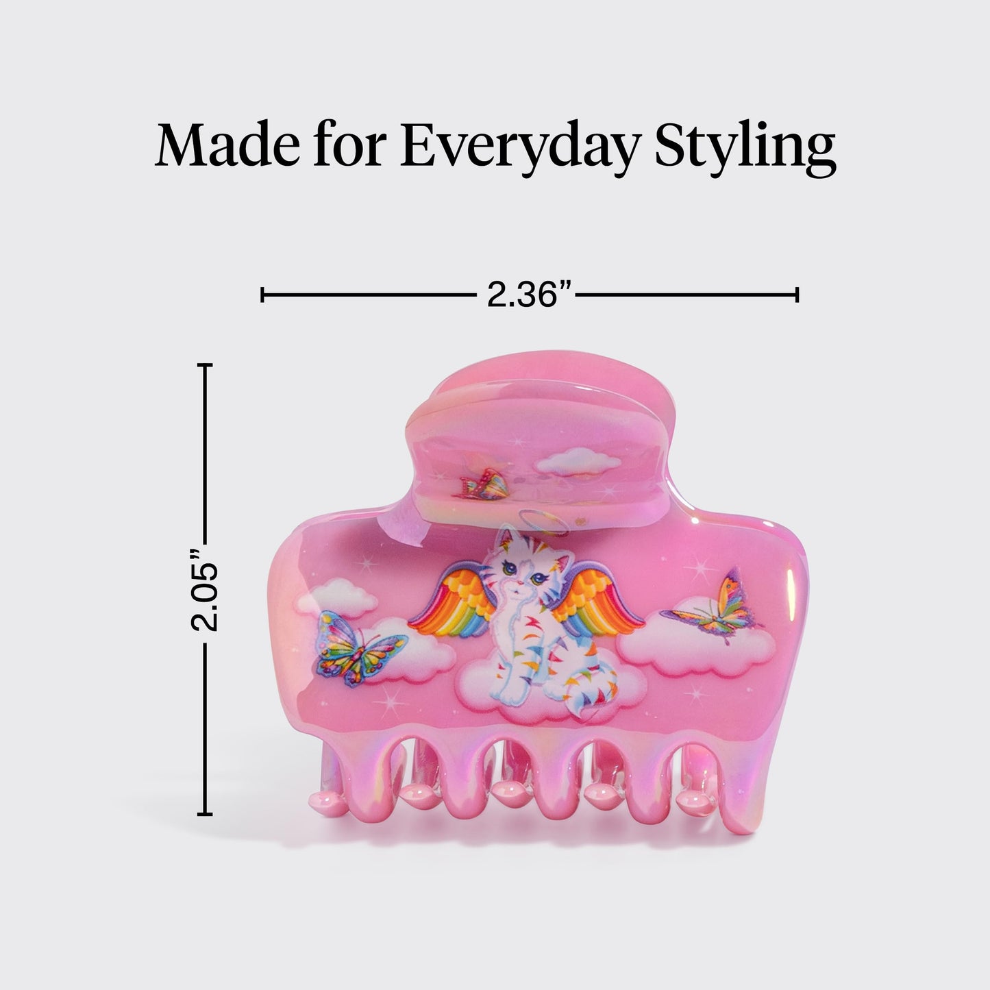Close up of the rounded edges on the premium pink cloud hair accessory