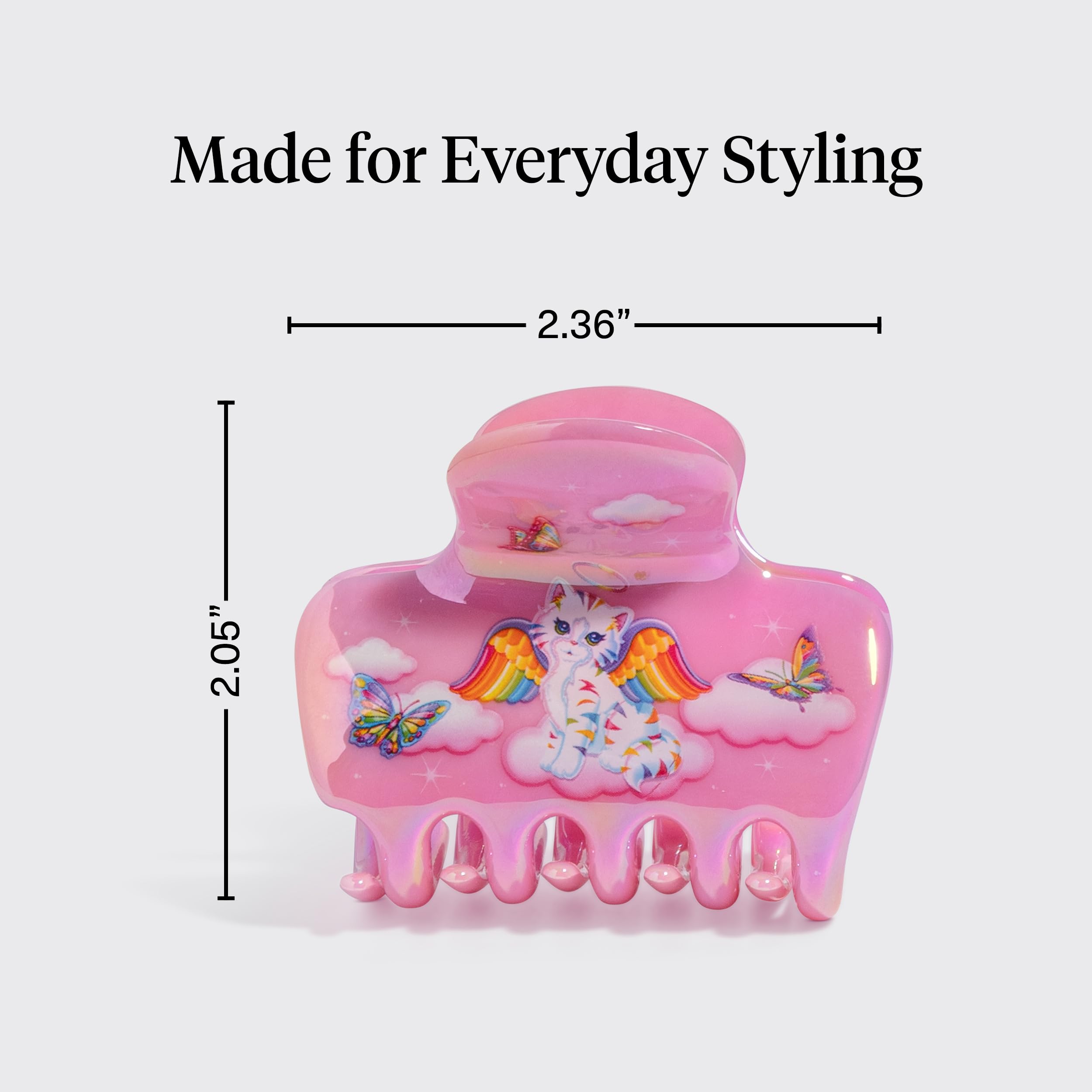 Close up of the rounded edges on the premium pink cloud hair accessory