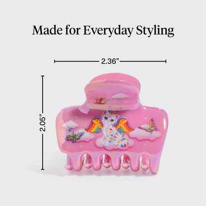 Close up of the rounded edges on the premium pink cloud hair accessory