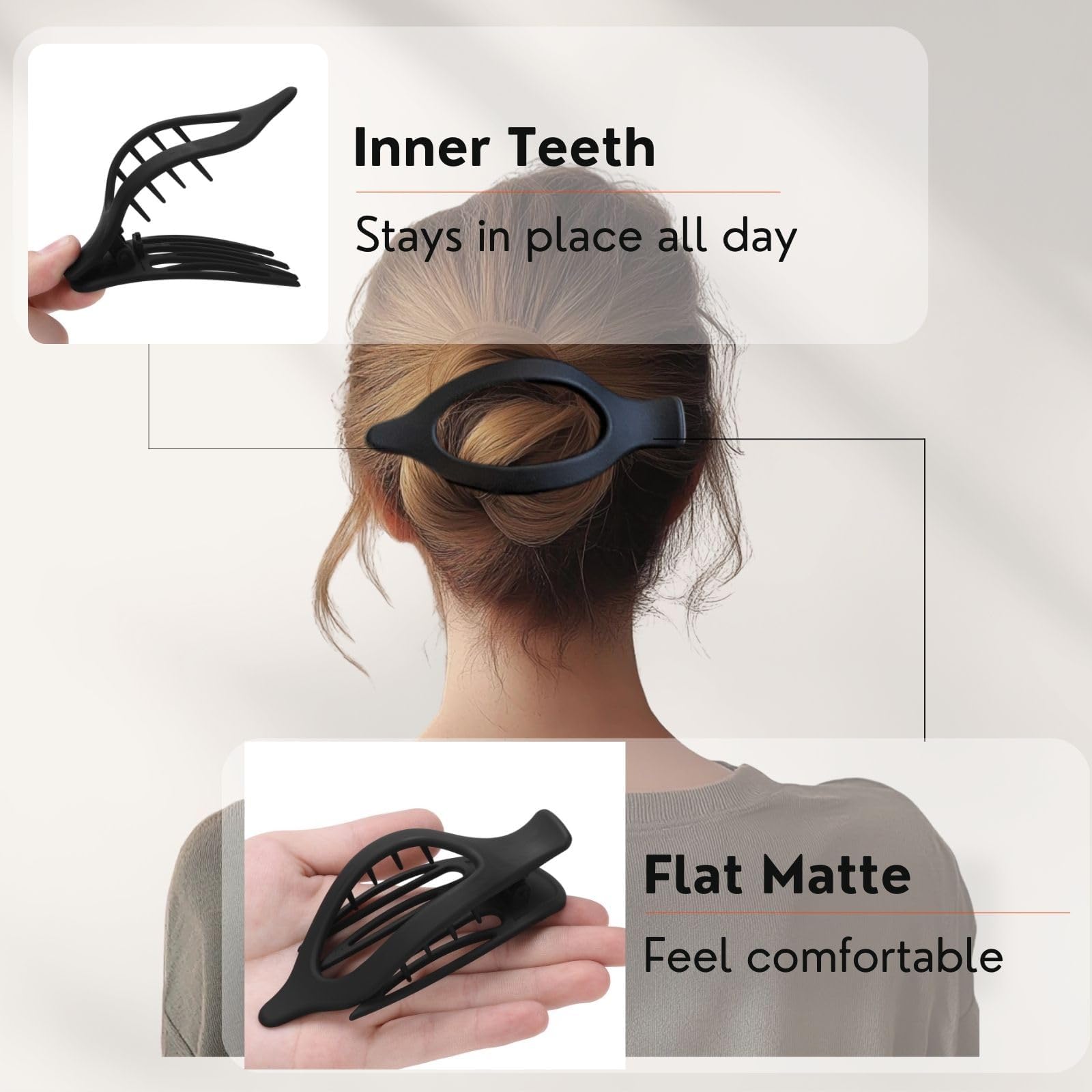 Side view of Centstar flat duckbill hair barrettes