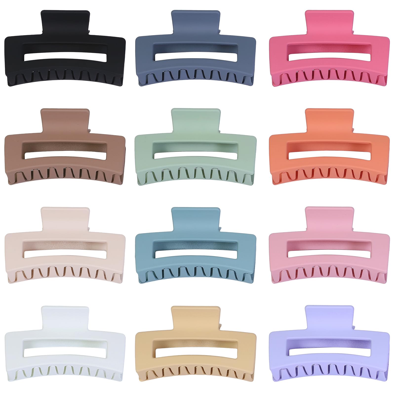 Assorted colorful square jaw clips for thick and thin hair