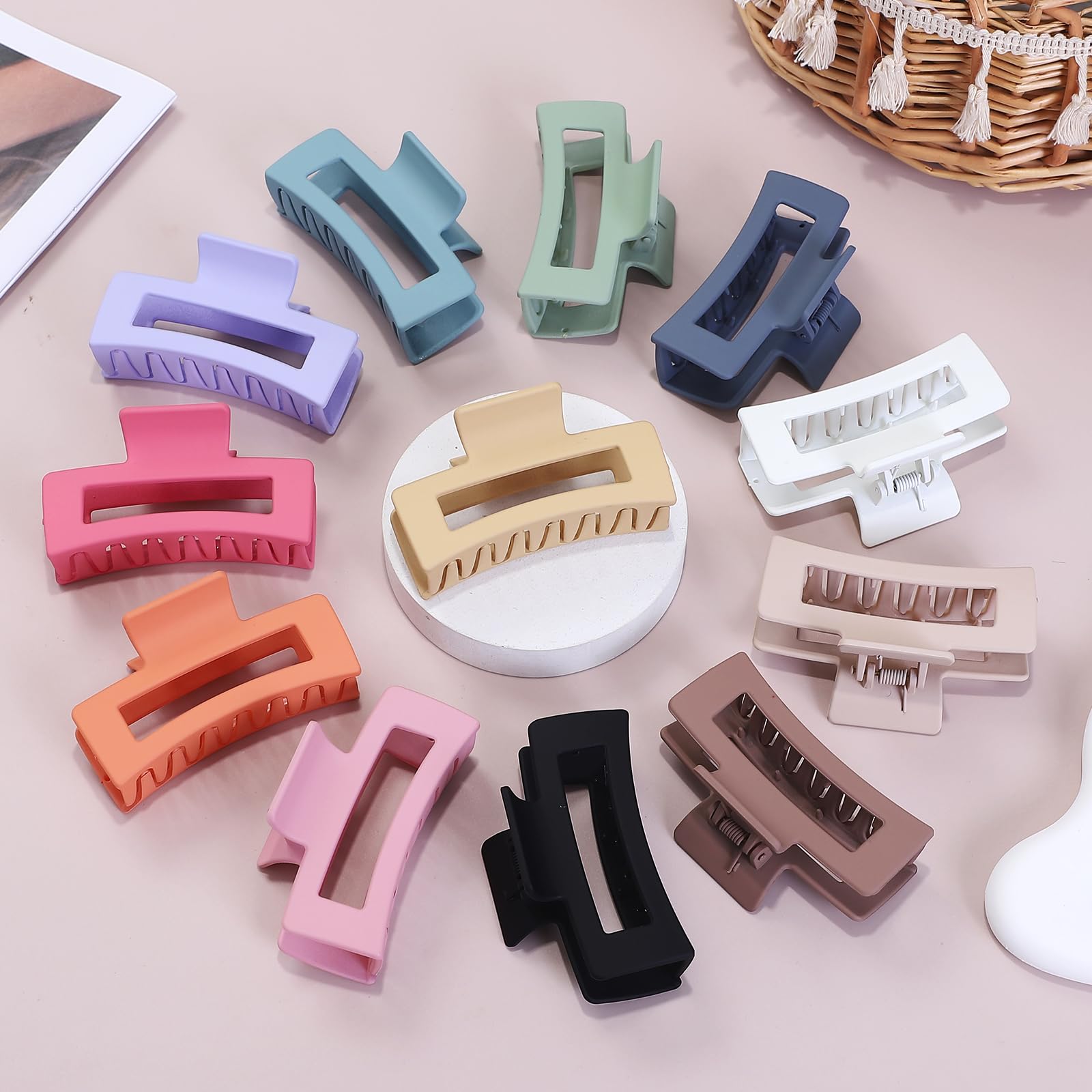 Close up view of matte finish 3.5 inch hair claw clips