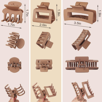 Hair accessories set displayed in different sizes for thick and thin hair