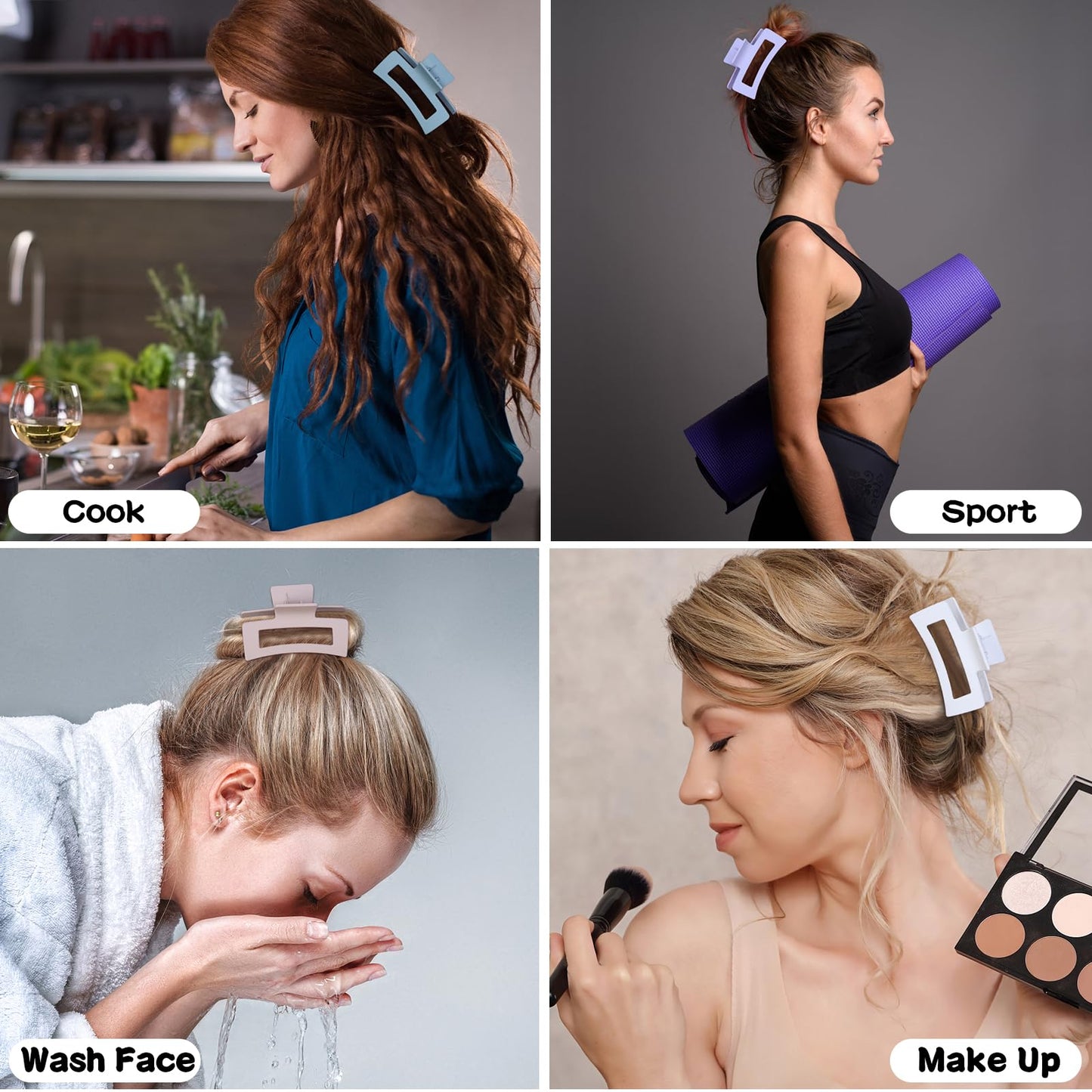 Styling demonstration of 3.5 inch colorful hair claw clips