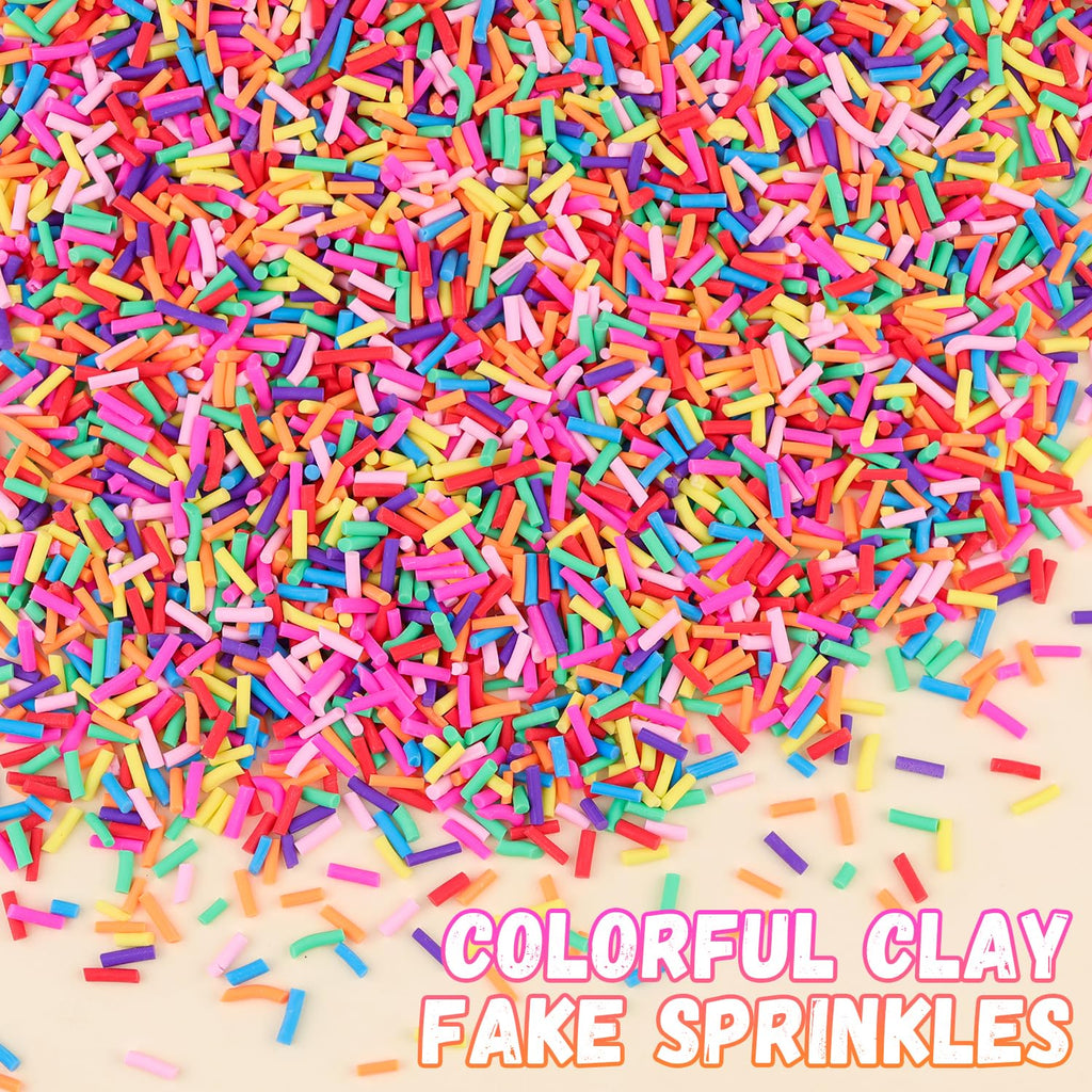 Polymer clay sprinkles arranged for nail art and resin crafts