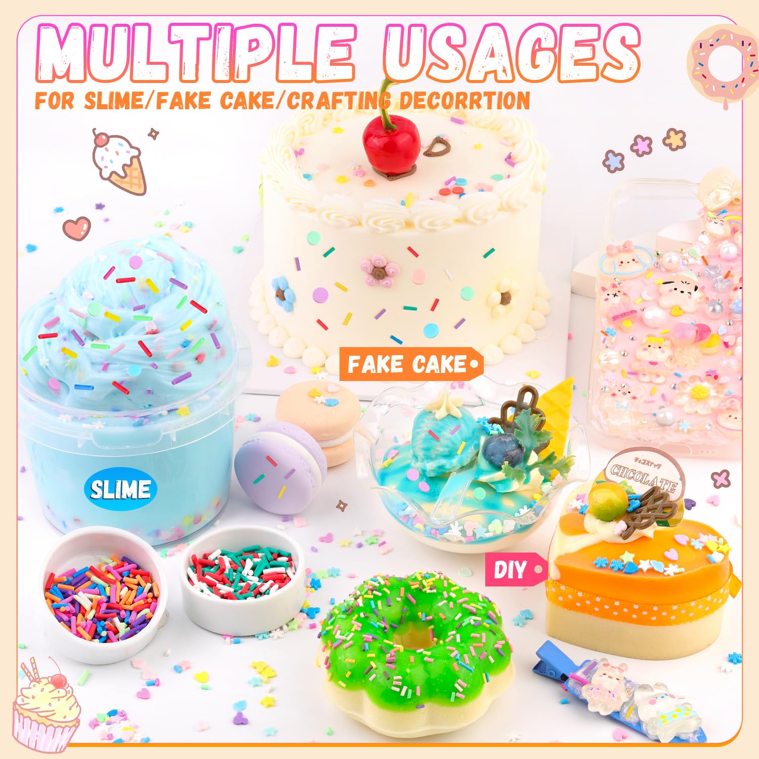 Polymer clay mix ins in a clear jar for resin projects