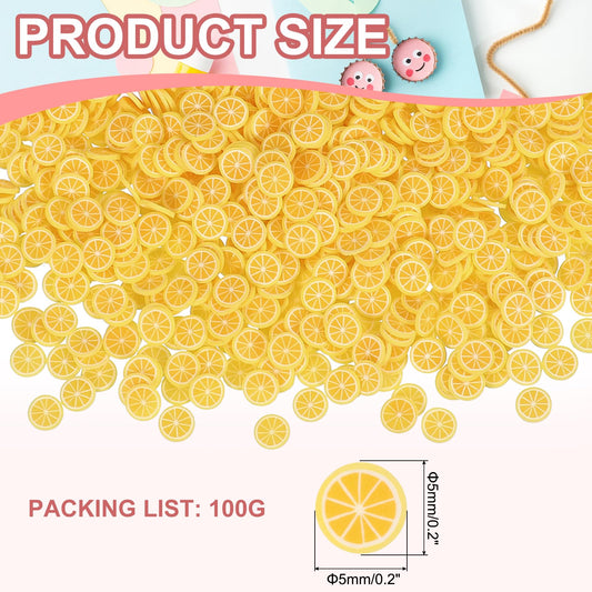 Close up of yellow lemon fruit art slices for nails