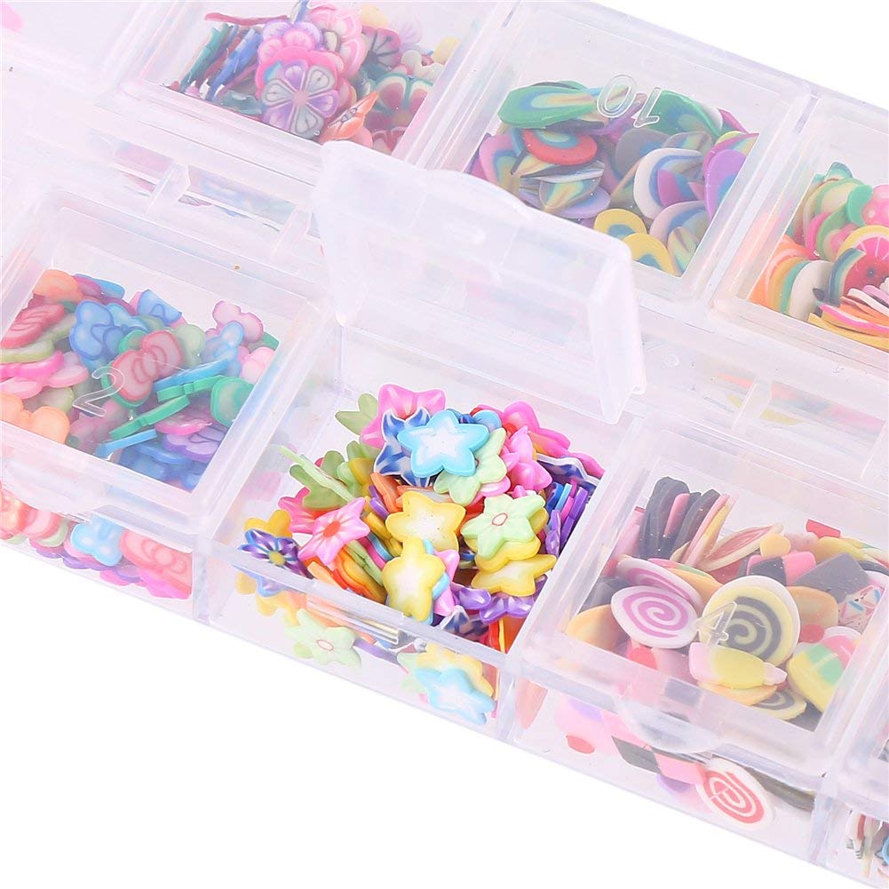 CCINEE miniature clay slices being applied onto fingernails for a colorful encapsulated manicure design